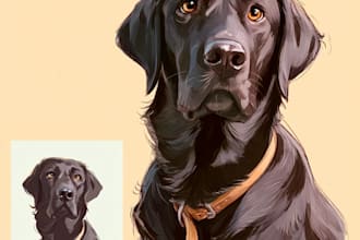 create a cartoon pet portrait from photo