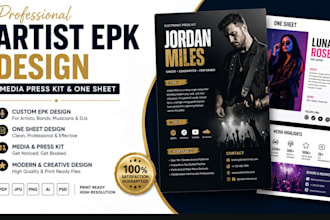 do artist epk design media press kit music band epk flyer design one sheet