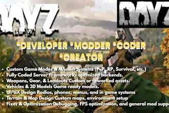 create custom dayz mods scripts maps weapons and server setup for PC xbox ps4