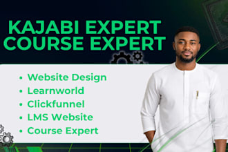 kajabi website design, clickfunnels, learnworld website and course expert