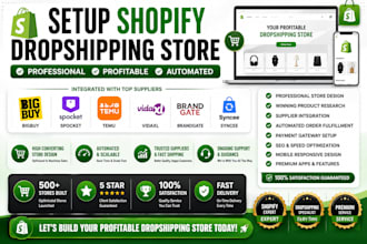 setup shopify dropshipping store via temu bigbuy aliexpress vidaxl brandsgateway