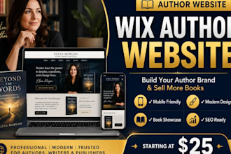 design a professional wix author website for writers and book authors