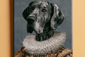amazing royal pet portrait in custom caricature