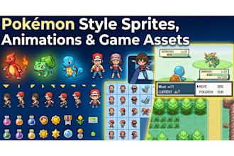 design pokémon style sprites, animations, and game assets
