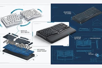 design custom ergonomic keyboard, mechanical keyboard, gaming keyboard