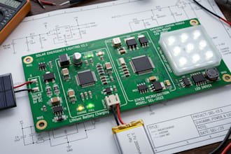 design solar powered emergency light pcb with rechargeable battery chargin