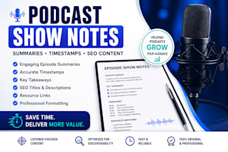seo podcast show notes, timestamps and episode summaries