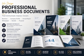 design brochure, company profile, annual report, whitepaper, booklet, proposal