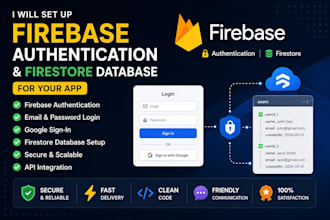 create firebase database and authentication for your app