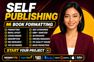format and publish your book on amazon kindle KDP, barnes and noble, ingramspark