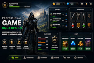 design game UI UX mobile and PC, console