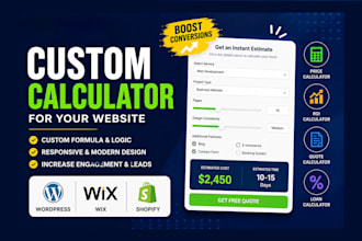 create a custom calculator for your wordpress website, wix, or shopify