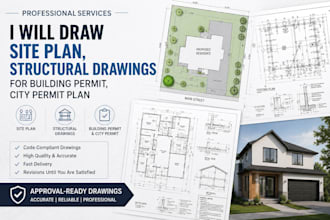 draw site plan, structural drawings for building permit, city permit plan