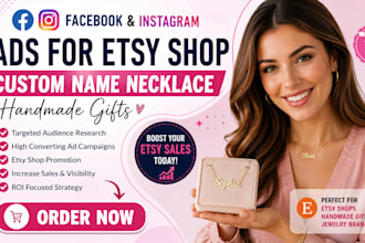 run facebook and instagram ads for etsy shop custom name necklace handmade gift