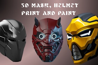 sculpt 3d print and paint custom 3d cosplay mask 3d helmet cosplay prop design