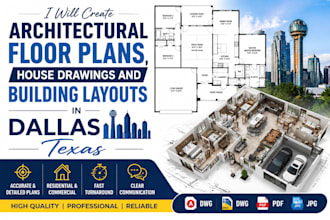 create architectural floor plans, house drawings and building layouts in dallas