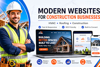 design a modern construction website hvac landing page roofing website