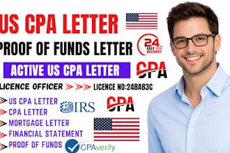 write US CPA letter for mortgage income verification proof of funds, loan letter