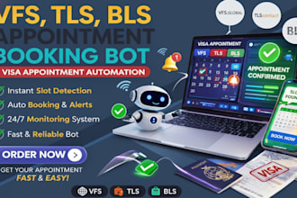 develop booking appointment bot,vfs bot,booking bot,vfs appointment