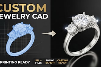 create custom 3d jewelry cad ring designs in rhino for 3d printing and rendering