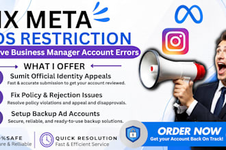 restore, fix and resolve facebook meta ads account issues professionally