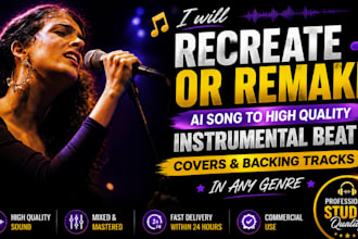 recreate or remake ai songs to high quality instrumental beats and backing track