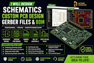 design schematics, custom pcb design, gerber files and bom