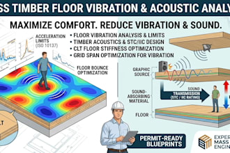 floor vibration analysis timber acoustics design clt stiffness, wood structure