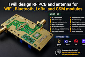 design rf pcb and antenna for wifi, bluetooth, lora and GSM modules