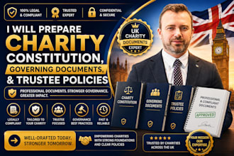 prepare charity constitution, governing documents, and trustee policies