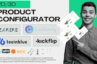 zakeke customily lumise teeinblue kickflip 2d 3d product customizer pod watch