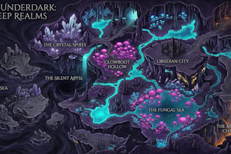 design immersive fantasy vector maps for dnd novels and rpg worldbuilding assets