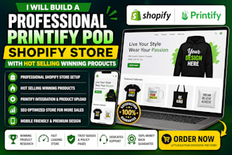 build a professional printify pod shopify store hot selling winning products