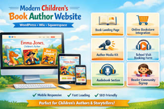 design a children book author website, KDP publishing website, author website