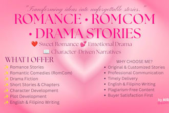 write engaging romance, romcom, and drama stories