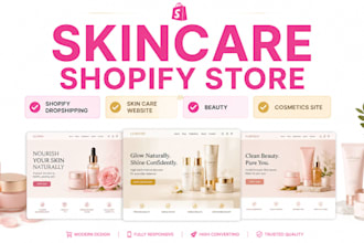 skincare shopify store beauty cosmetics skin care website dropshipping design