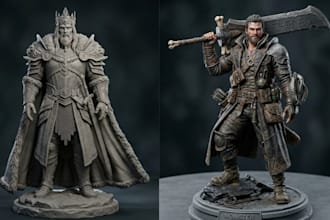 sculpt 3d character action figure or statue for 3d printing in blender or zbrush