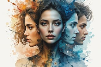 merge multiple photos into watercolor artwork