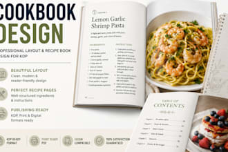 design a professional cookbook layout and recipe book for KDP