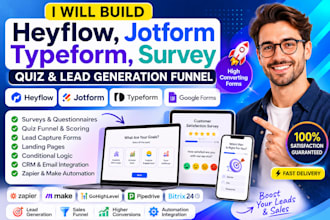 build heyflow, jotform, typeform survey, quiz, lead funnel