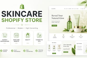 skincare shopify store beauty cosmetics skin care website dropshipping design