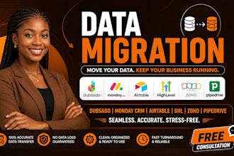 do data migration on dubsado monday CRM airtable ghl zoho pipedrive for agencies
