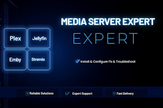 install, fix and configure plex, jellyfin, emby, kodi, stremio and iptv servers