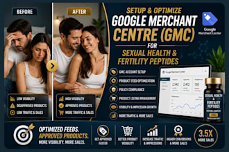 setup and optimize google merchant center sexual health and fertility peptides