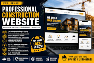 design a professional construction, contractor, plumbing or roofing website