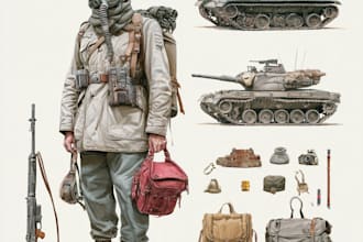 draw army soldier military themed illustration