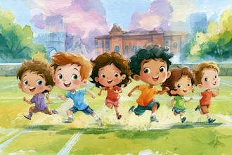watercolor children book illustrations and children book