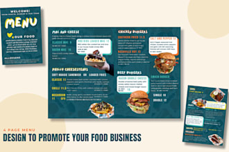 design a creative menu for your restaurant, cafe or food business