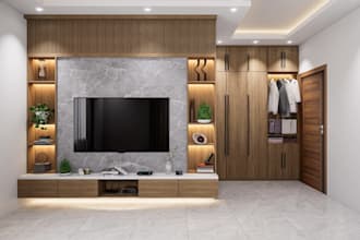 design a luxury realistic 3d TV wall, media wall for your living room,
