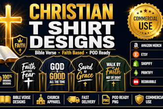create christian tshirt designs for amazon merch etsy and pod